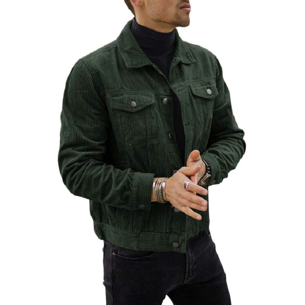 Slim Fit Corduroy Trucker Jacket, Waist Length, Fall Winter Coat